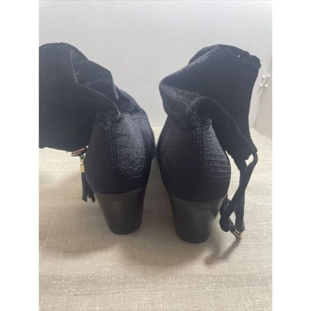 Lindsey Phillips Tara boots 9 1/2 Black Suede Faux Snake Print NEW - Picture 6 of 10